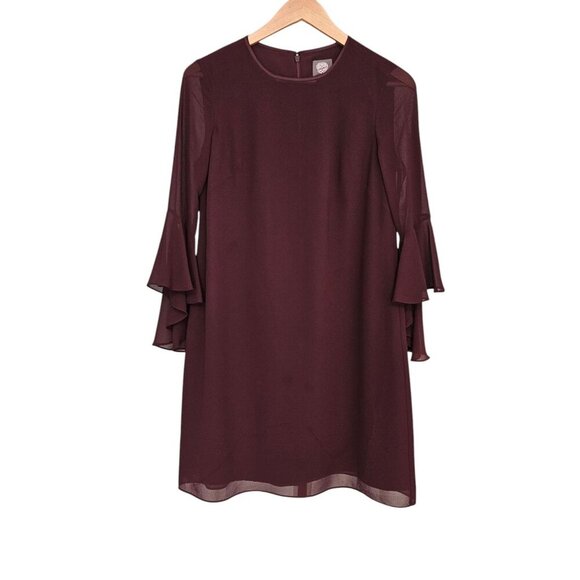 Women's - Vince Camuto Maroon Bell Sleeve Dress, Size 2 - Picture 1 of 9
